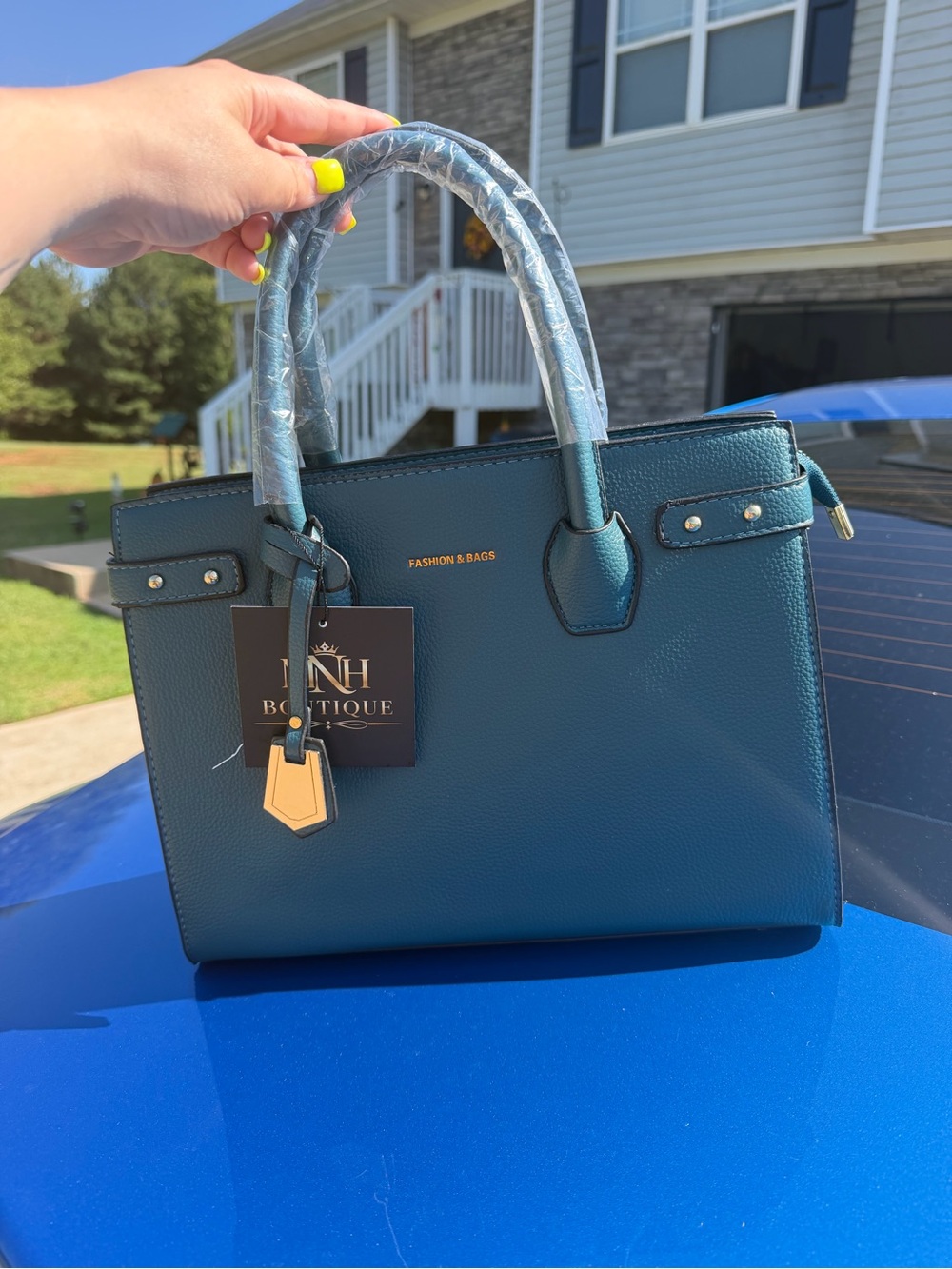 Teal Structured Satchel - Boutique Style